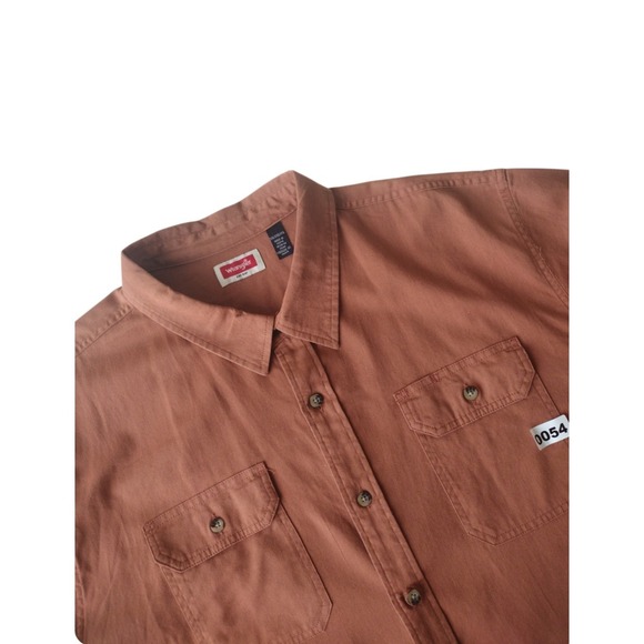 Wrangler Other - Wrangler Button Up Shirt Men 3XL‎ Pumpkin Spice Casual Short Sleeve Pockets
